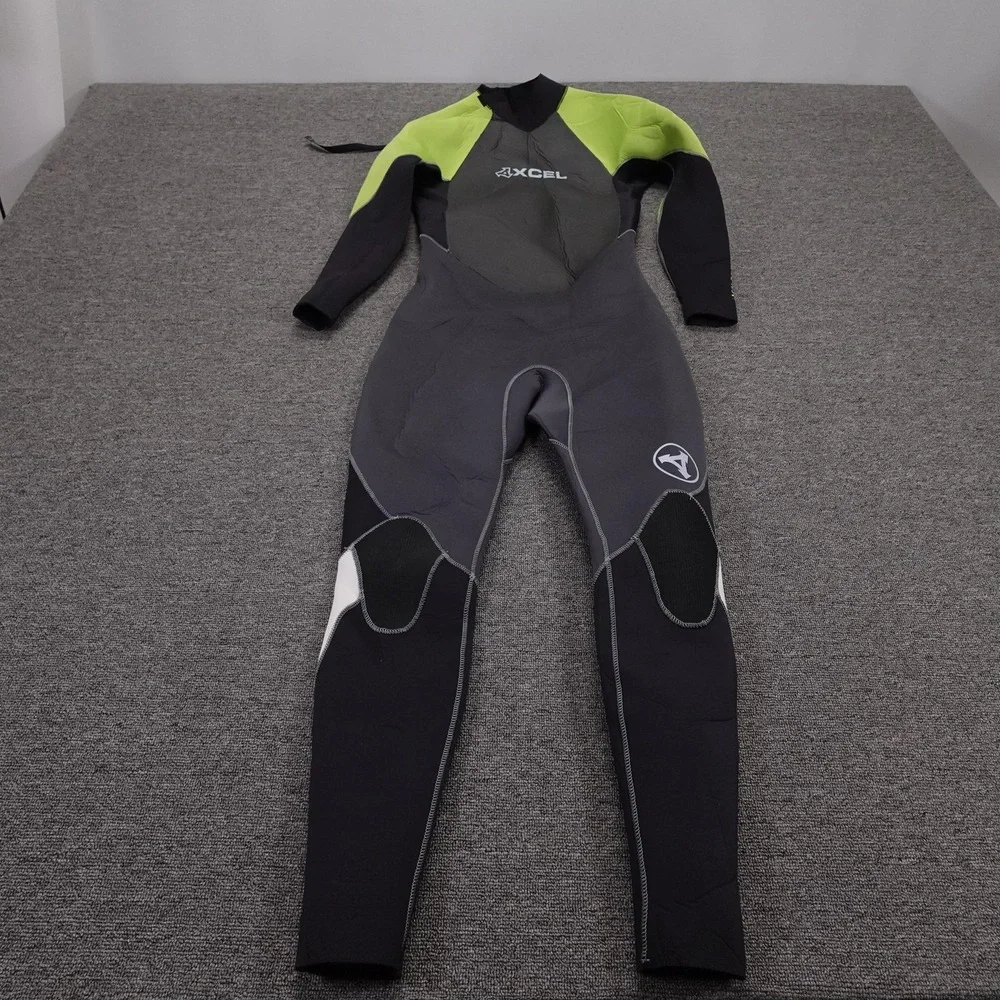 Xcel SLX 4/3mm Full Wetsuit Youth Large Kids Black Gray Green Neoprene Surf